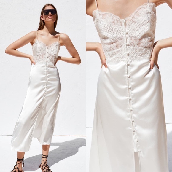 zara satin white dress
